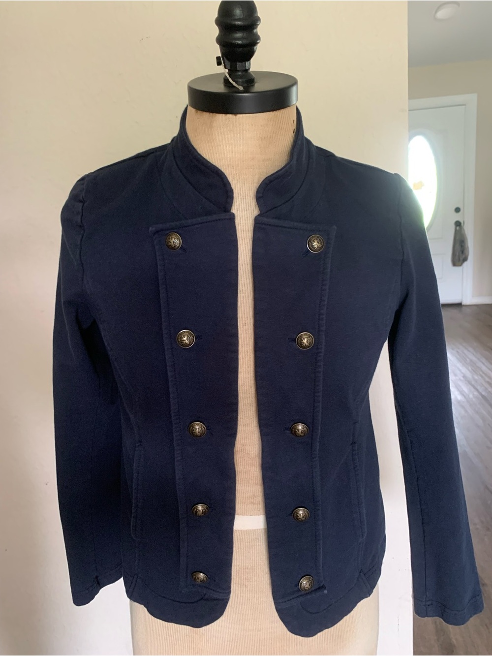 Tommy Hilfiger Woman Linear Thinking Jacket XL Navy Button Long Sleeve